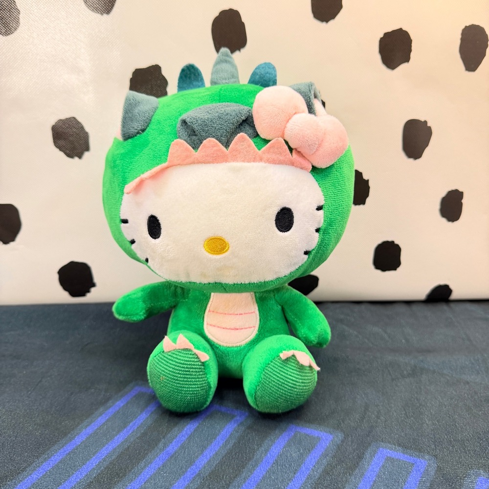 Sanrio Hello Kitty Plush Toy Kids Green Dragon Costume Kaiju Soft Stuffed Animal